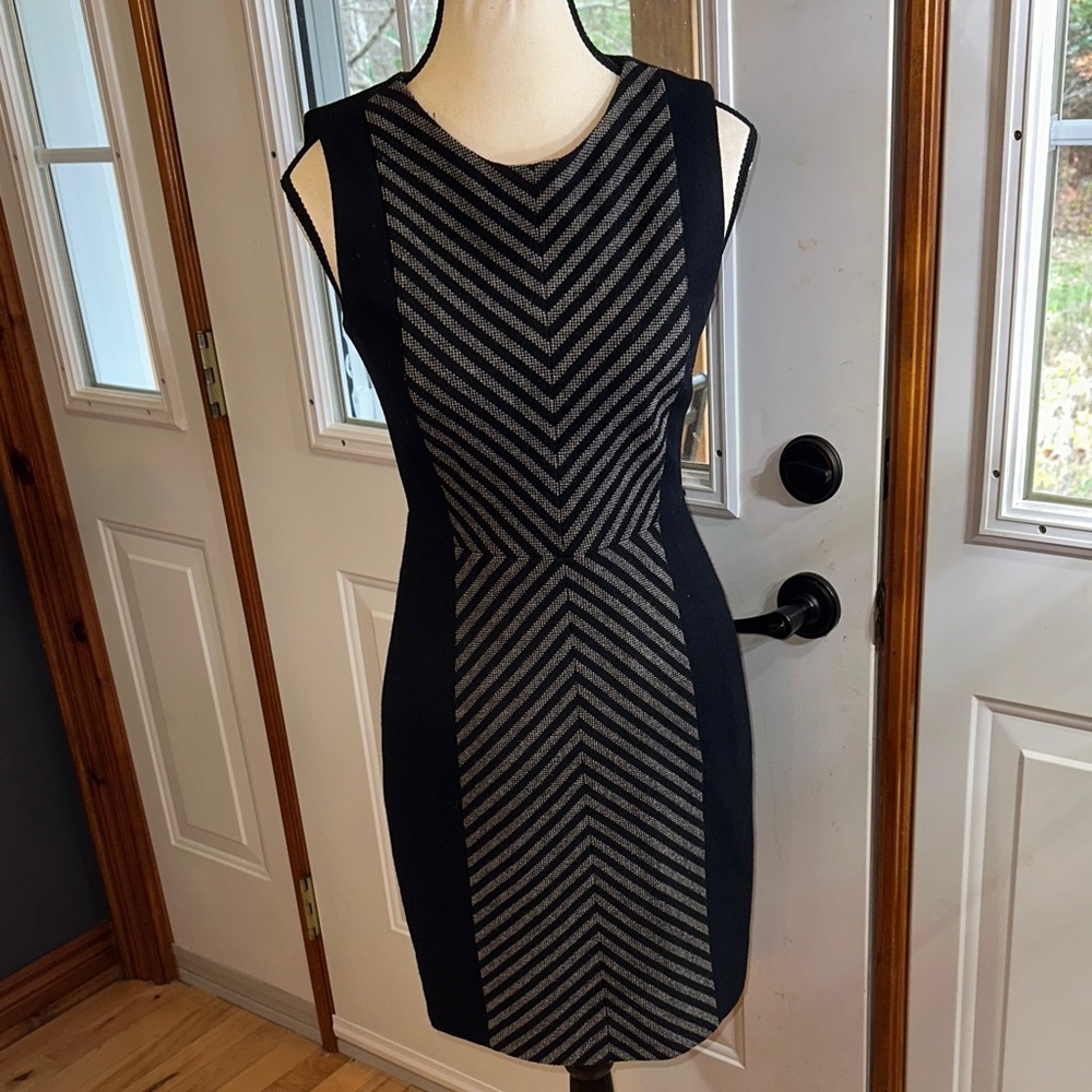 J. Crew Black and Gray Striped Mini Dress